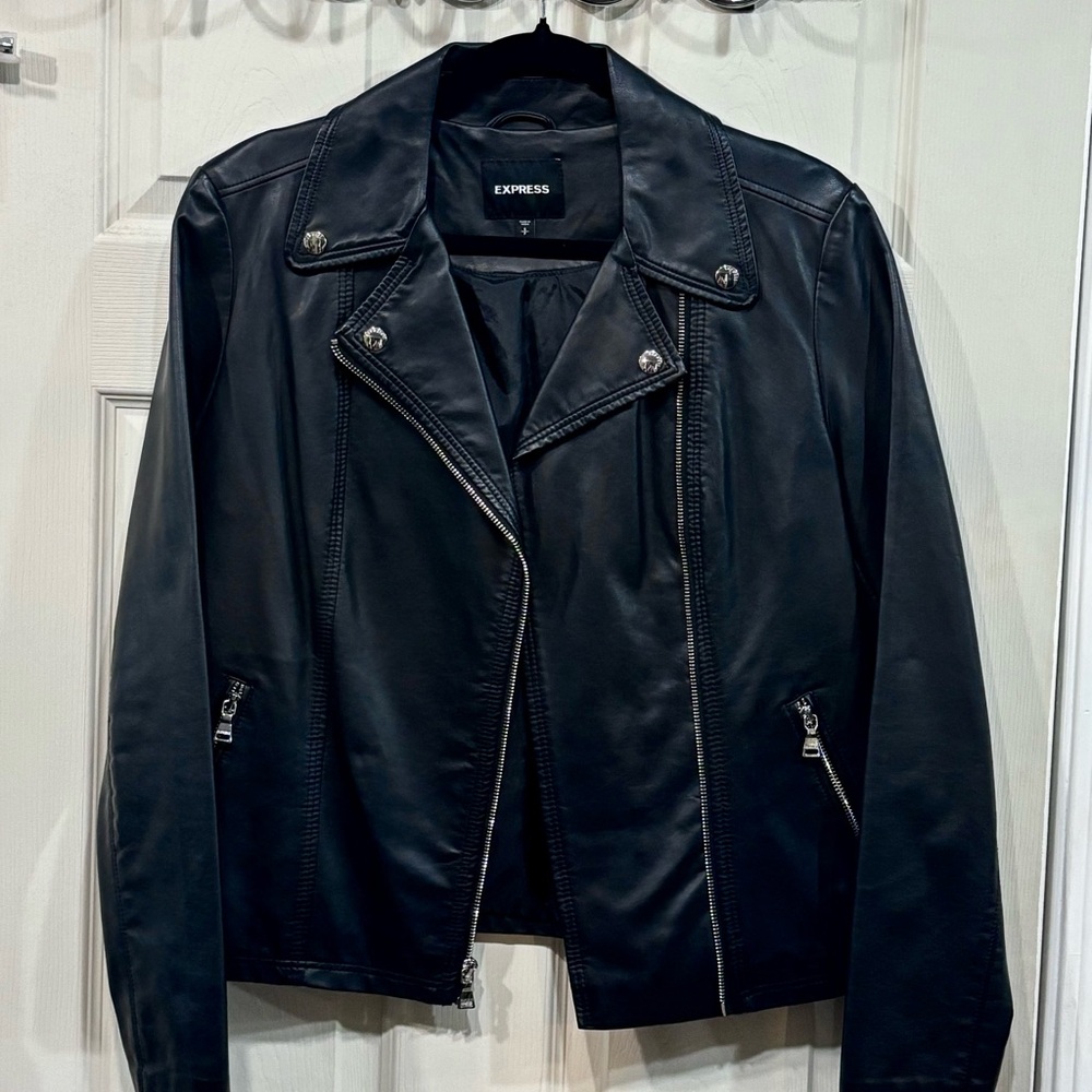 Express Black Leather Motorcycle Jacket